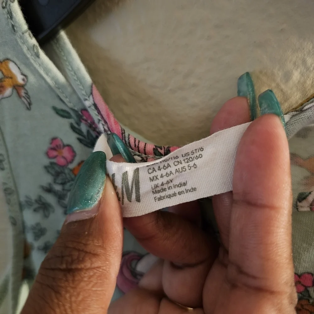H&M Kids Dress with Unicorn and Floral Print - Mint Green and Pink - Picture 3 of 4